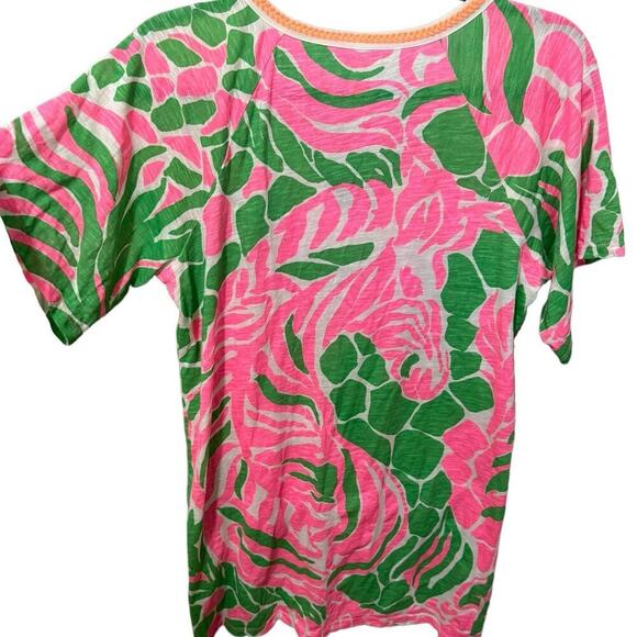 Lilly Pulitzer Bonita Cover Up Dress Tunic V Neck Mini Cotton Pink Green Size XS - Picture 6 of 10